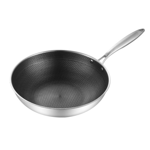 Stainless Steel Wok,Nonstick Wok Pan with Lid,Double Sided Honeycomb 3 Layer Prevent Sticking Fry Pan,Cooking Wok Skillet,Compatible with Induction,Gas,Electric Stoves(32cm (no lid no ears)) Stainless Steel Wok,Nonstick Wok Pan with Lid,Double Sided Honeycomb 3 Layer Prevent Sticking Fry Pan,Cooking Wok Skillet,Compatible with Induction,Gas,Electric Stoves(32cm (no lid no ears))