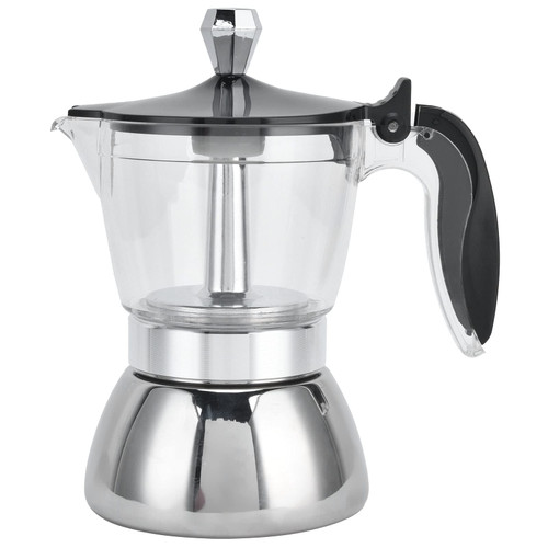 Moka Pot,plplaaoo Stovetop Espresso and Coffee Maker,Glass-Top Stovetop Espresso Moka Pot Stovetop Espresso Maker,Stainless Steel Coffee Maker Stovetop Moka Pot Coffee Maker Kitchen Supplies