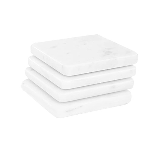 Coasters for Drinks Set of 4 Coaster White Square Marble Coasters for Drinks Marble Decors White Marble Coaster for Home Decor