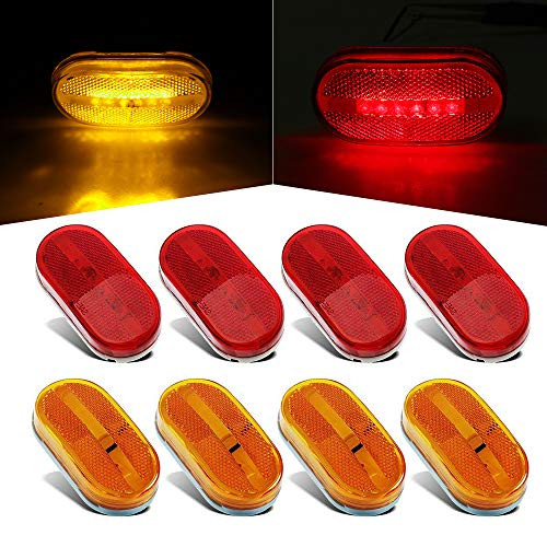 8 Pcs Trailer Side Marker Lights Amber & Red LED Clearance Marker Lights Front Rear Waterproof Trailer Lights for Truck Boat Trailer Universal [4 Amber and 4 Red, 12V]