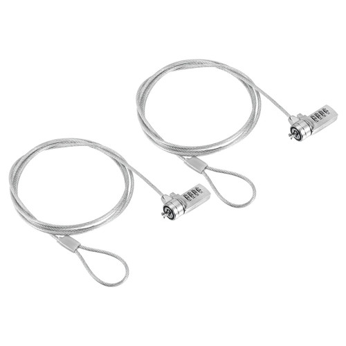 PATIKIL Laptop Cable Lock, 5 Ft Security Cable, 2 Pcs 4 Digit Combination Computer Lock for PC Desktop Notebook, Silver