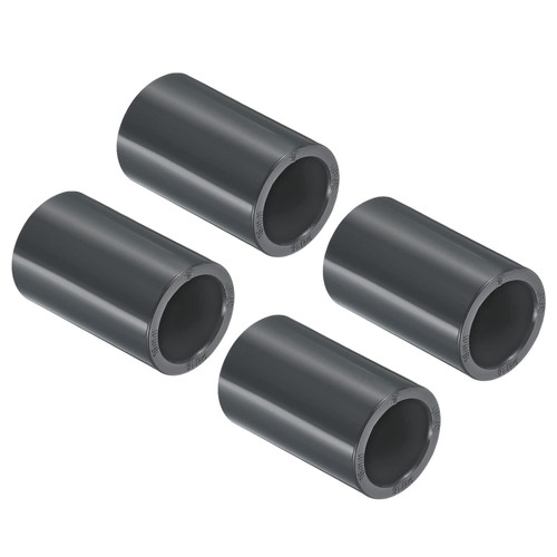 PATIKIL UPVC Pipe Fitting 16mm 41/64 Inch Socket, 4 Pack Straight Coupling Adapter Connector, Dark Grey