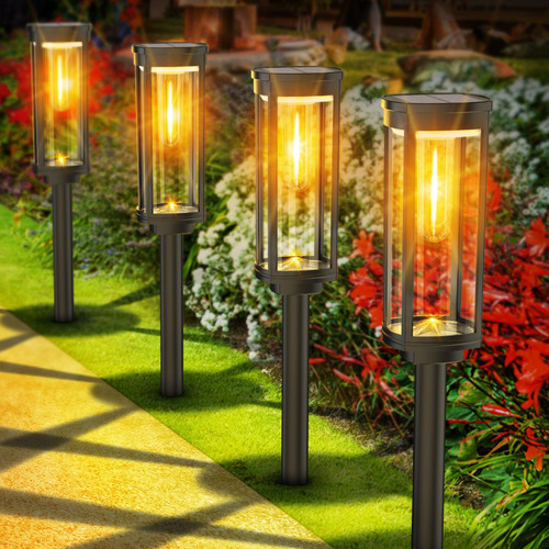 BITPOTT Outdoor Solar Pathway Lights 6 Pack, Bright Warm White Solar Powered Garden Lights Outside, Long Lasting Solar Landscape Lights for Walkway Path Yard Lawn Patio Decor BITPOTT Outdoor Solar Pathway Lights 6 Pack, Bright Warm White Solar Powered Garden Lights Outside, Long Lasting Solar Landscape Lights for Walkway Path Yard Lawn Patio Decor