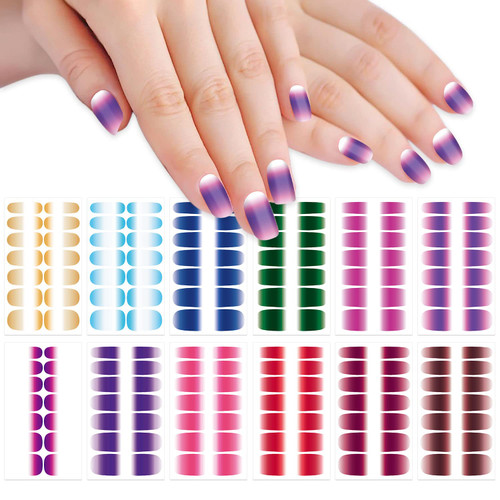 SILPECWEE 12 Sheets Glitter Nail Wraps Nail Polish Stickers for Women Nail Polish Strips Self Adhesive Gel Nail Sticker Stick on Nails Fingernail Manicure for Nail Art with 1pc Nail File