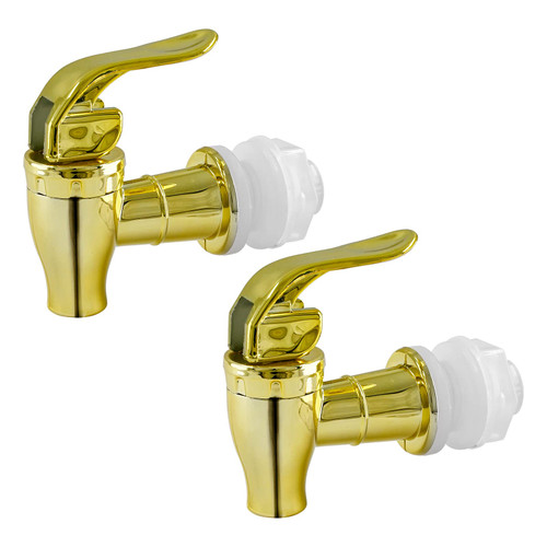 Biaungdo 2 Pcs Replacement Spigot for Beverage Dispenser, Golden Push Style Beverage Dispenser Carafe Spigot Water Dispenser Replacement Spout Faucet