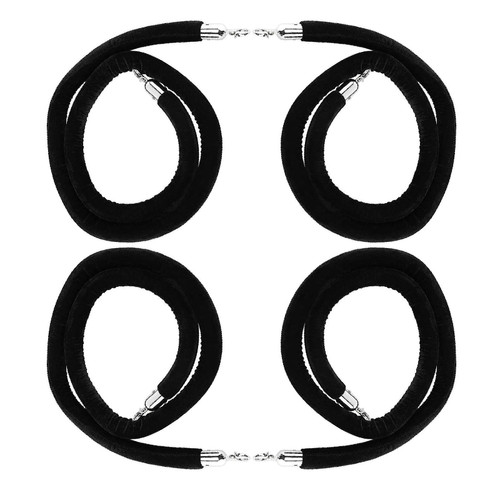 NovelBee 4pcs Black Velvet Stanchion Ropes with Silver Hooks,6.6 Feet Stanchion Queue Barrier Ropes,Crowd Control Velvet Rope Safety Barriers for Party Decorations