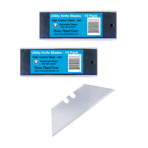 Utility Knife Blades Ten Packs for Box Cutter Blades Refills - Two 10 Packs Heavy Duty SK5 Steel Utility Razor Blade Replacement in Convenient Storage Box - Standard Size - Fits Most Cutters & Knives