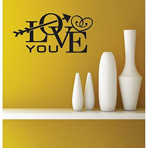 Design with Vinyl RE 3 C 2351 I Love You with Heart & Arrow Image Quote Vinyl Wall Decal Sticker, 20 x 20", Black