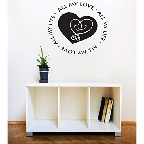 Design with Vinyl RE 3 C 2352 All My Love All My Life Image Quote Vinyl Wall Decal Sticker, 20 x 20", Black