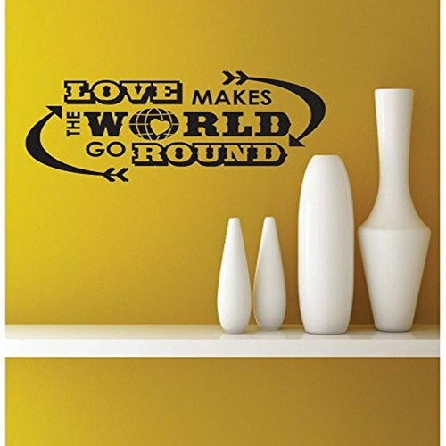 Design with Vinyl RE 3 C 2354 Love Make The World Go Round Image Quote Vinyl Wall Decal Sticker, 20 x 30", Black Design with Vinyl RE 3 C 2354 Love Make The World Go Round Image Quote Vinyl Wall Decal Sticker, 20 x 30", Black