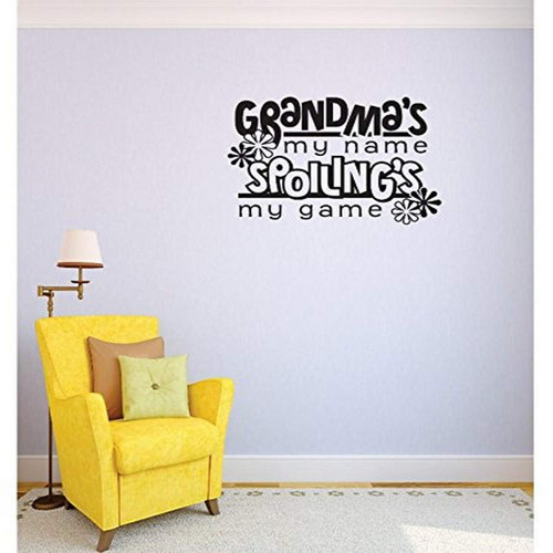 Design with Vinyl RE 3 C 2359 Grandmas My Name Spoilings My Game Image Quote Vinyl Wall Decal Sticker, 20 x 30", Black