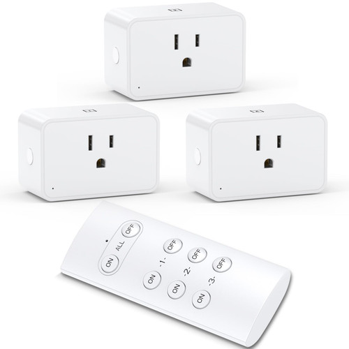 G-Homa Remote Control Outlet, Wireless Electrical Outlets Switch Plug for Household Appliances, Christmas Lights, 100FT Long Range, Learning Code, 1875W/15A, FCC & ETL Listed (3 Sockets+1 Remote) G-Homa Remote Control Outlet, Wireless Electrical Outlets Switch Plug for Household Appliances, Christmas Lights, 100FT Long Range, Learning Code, 1875W/15A, FCC & ETL Listed (3 Sockets+1 Remote)