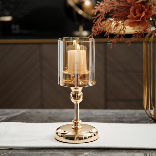 Candle Holder for Pillar Candle, Metal Pillar Candlestick Holder with Glass Covers for Gold Home Decor Candlelight Holders for Dining Table Centerpiece Wedding Decoration Candle Holder for Pillar Candle, Metal Pillar Candlestick Holder with Glass Covers for Gold Home Decor Candlelight Holders for Dining Table Centerpiece Wedding Decoration