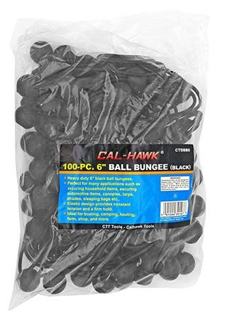 100pc Pack 6" Black Ball Bungee Tarp Tent Bungee Cords
