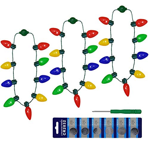 U-Goforst 3 Pack LED Flashing Christmas Bulb Necklace Light up Party Favor Ugly Xmas (3 Pack) U-Goforst 3 Pack LED Flashing Christmas Bulb Necklace Light up Party Favor Ugly Xmas (3 Pack)
