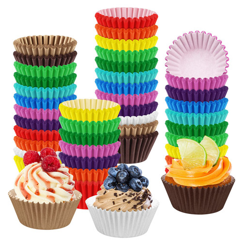 Ruisita 1200 Pieces Mini Cupcake Liners 1.25 Inch Paper Baking Cups Muffin Liners Cupcake Wrappers Creaseproof Muffin Cups for Weddings, Birthdays, Baby Showers, Assorted Colors