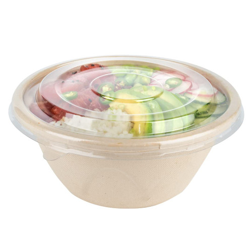 Restaurantware LIDS ONLY: Pulp Tek Lids For Bagasse Bowls, 100 Disposable Lids For Sugarcane Bowls - Made From Sugarcane Fibers, Bowls Sold Separately, Clear Plastic Lids For Disposable Hot Bowls