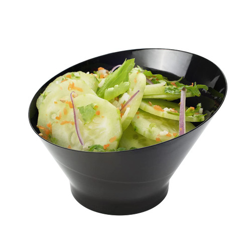 Restaurantware 5 oz Round Black Plastic Small Incline Bowl - 3 3/4" x 3 3/4" x 2 1/2" - 100 count box