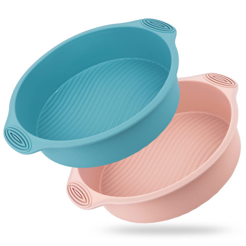 9 Inch Silicone Cake Pan, Heavy Duty Bakeware Round Cake Pans for Baking Silicone Molds Nonstick Quick Release Baking Pans for Layer Cake Cheese Cake Chiffon Cake Chocolate Cake Rainbow Cake?2 PCS ?