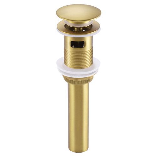 KES Gold Vessel Sink Drain Pop Up Drain with Overflow, Bathroom Sink Stopper Assembly Brushed Gold, All Metal Rustproof Brass and SUS304 Stainless Steel, S2008S62A-BZ