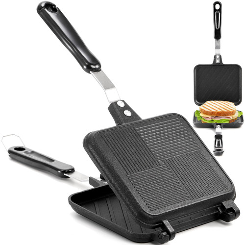 Elsjoy Non-Stick Hot Sandwich Panini Maker with Handle, Aluminum Double Sided Frying Pan Detachable Grilled Sandwich Flip Pan, Stovetop Toasted Sandwich Maker Pan for Home, Kitchen, Breakfast Elsjoy Non-Stick Hot Sandwich Panini Maker with Handle, Aluminum Double Sided Frying Pan Detachable Grilled Sandwich Flip Pan, Stovetop Toasted Sandwich Maker Pan for Home, Kitchen, Breakfast