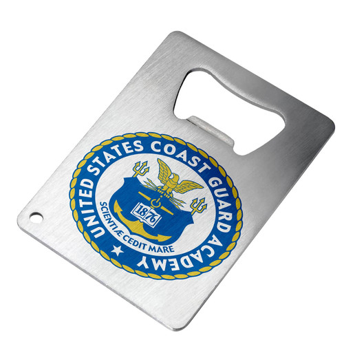Bottle Opener - Stainless Steel - Fits in wallet - US Coast Guard Academy (USCGA), seal