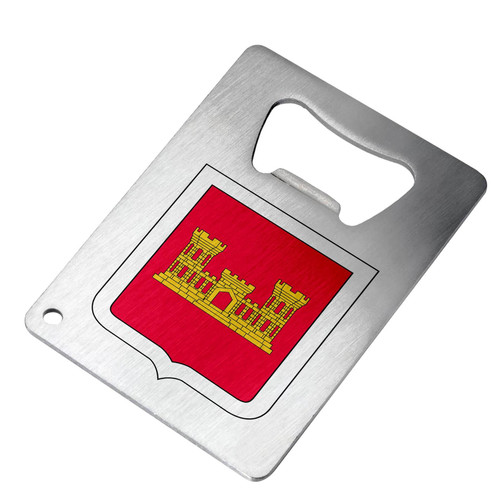 Bottle Opener - Stainless Steel - Fits in wallet - US Army Corps of Engineers, regimental COA
