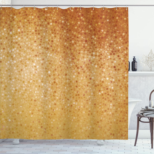 Ambesonne Geometric Shower Curtain, Small Dot Tiles Shape Simple Classical Creative Design, Cloth Fabric Bathroom Decor Set with Hooks, 69" W x 70" L, Burnt Orange