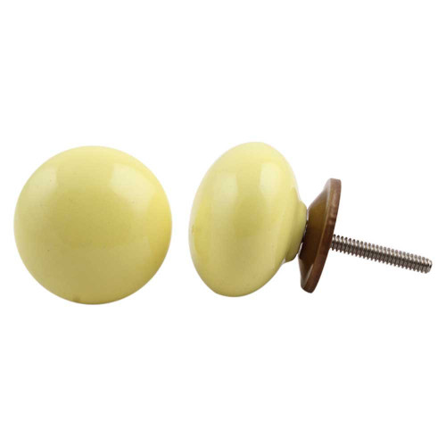 Indian Shelf 4 Pieces Knobs for Dresser Drawers | Solid Knobs for Dressers | Yellow Dresser Knobs and Pulls | Ceramic One Hole Drawer Pulls | Hardware Knobs | Vintage Knobs for Cabinets and Drawers