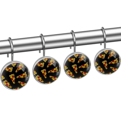 Shower Curtain Hooks, Rust Proof Shower Curtain Rings for Bathroom, Decorative Shower Curtain Hooks Hangers for Shower Curtain Rod, Pizza Cartoon Shower Curtain Hooks, Rust Proof Shower Curtain Rings for Bathroom, Decorative Shower Curtain Hooks Hangers for Shower Curtain Rod, Pizza Cartoon