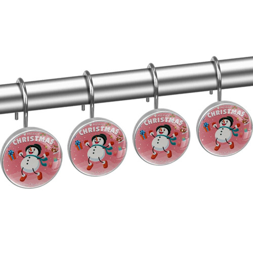 Shower Curtain Hooks, Shower Curtain Rings, Rust Proof Stainless Steel Shower Hooks for Curtain Bathroom Shower Rods, Snowman Cartoon Christmas Shower Curtain Hooks, Shower Curtain Rings, Rust Proof Stainless Steel Shower Hooks for Curtain Bathroom Shower Rods, Snowman Cartoon Christmas