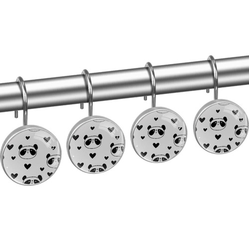 Shower Curtain Hooks, Shower Curtain Rings, Rust Proof Stainless Steel Shower Hooks for Curtain Bathroom Shower Rods, Panda Heart Animal Cartoon Shower Curtain Hooks, Shower Curtain Rings, Rust Proof Stainless Steel Shower Hooks for Curtain Bathroom Shower Rods, Panda Heart Animal Cartoon