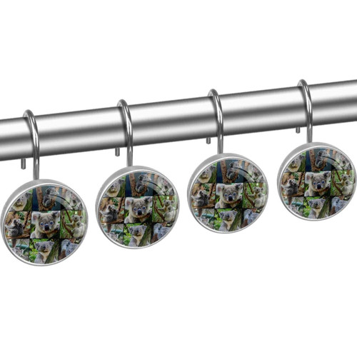 Shower Curtain Hooks, Rust Proof Shower Curtain Rings for Bathroom, Decorative Shower Curtain Hooks Hangers for Shower Curtain Rod, Set of 12, Animal Koala