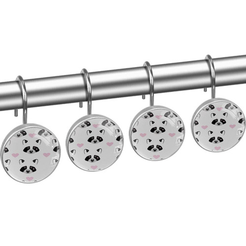 Shower Curtain Hooks, Shower Curtain Rings, Rust Proof Stainless Steel Shower Hooks for Curtain Bathroom Shower Rods, Raccoon Cartoon Animal Lovely Shower Curtain Hooks, Shower Curtain Rings, Rust Proof Stainless Steel Shower Hooks for Curtain Bathroom Shower Rods, Raccoon Cartoon Animal Lovely