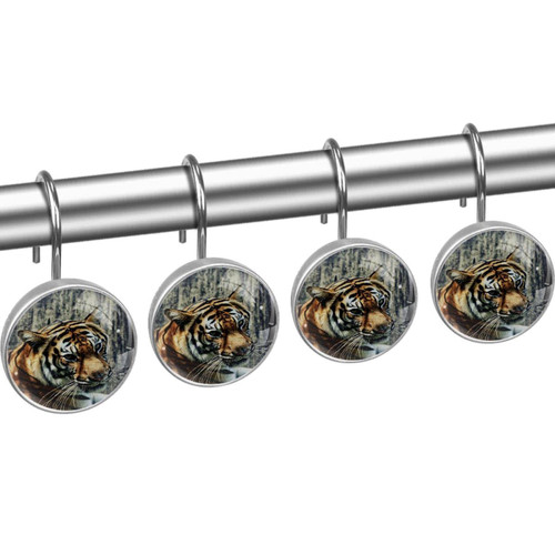Shower Curtain Hooks, Shower Curtain Rings, Rust Proof Stainless Steel Shower Hooks for Curtain Bathroom Shower Rods, Tiger Animal Shower Curtain Hooks, Shower Curtain Rings, Rust Proof Stainless Steel Shower Hooks for Curtain Bathroom Shower Rods, Tiger Animal