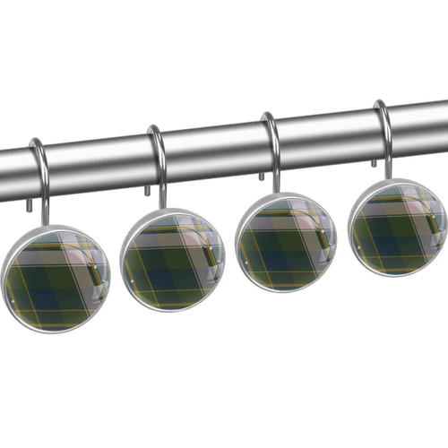 Shower Curtain Hooks, Shower Curtain Rings, Rust Proof Stainless Steel Shower Hooks for Curtain Bathroom Shower Rods, Green Pink Blue Vintage Plaid