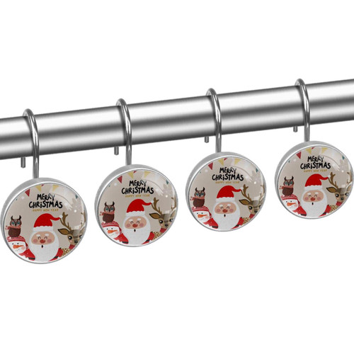 Shower Curtain Hooks, Shower Curtain Rings, Rust Proof Stainless Steel Shower Hooks for Curtain Bathroom Shower Rods, Cartoon Snowman Santa Elk Shower Curtain Hooks, Shower Curtain Rings, Rust Proof Stainless Steel Shower Hooks for Curtain Bathroom Shower Rods, Cartoon Snowman Santa Elk