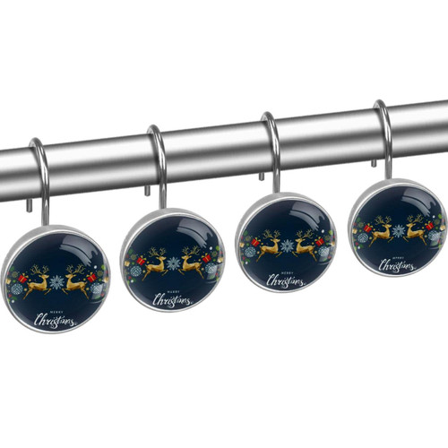Shower Curtain Hooks, Shower Curtain Rings, Rust Proof Stainless Steel Shower Hooks for Curtain Bathroom Shower Rods, Elk Snowflake Christmas Shower Curtain Hooks, Shower Curtain Rings, Rust Proof Stainless Steel Shower Hooks for Curtain Bathroom Shower Rods, Elk Snowflake Christmas