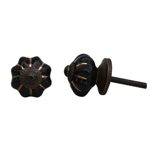 Indian Shelf 2 Pieces Dresser Knobs | Solid Bathroom Vanity Knobs and Pulls | Black Kids Drawer Pulls | Ceramic Western Door Knobs | Vintage Knobs for Cabinets | Decorative Knobs for Dresser Drawers