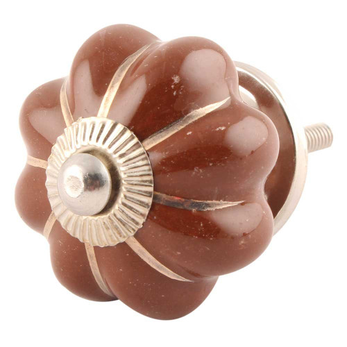Indian Shelf 4 Pack Fancy Knobs|Pumpkin Solid Knobs for Cabinets & Drawers|Brown Knobs for Dresser Drawers Kids|Ceramic Knobs Dresser|Kitchen Drawer Pulls & Knobs|Kitchen Cabinet Drawer Pulls