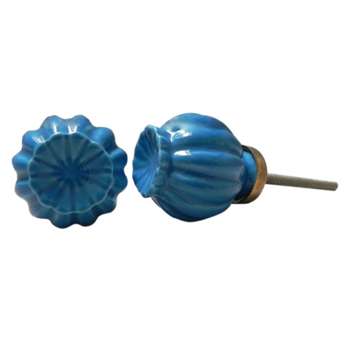 Indian Shelf 2 Pack Fancy Drawer Pulls|Umbrella Solid Decorative Knobs|Bathroom Knobs for Cabinets Blue|Knobs for Dresser Drawers Vintage Ceramic|Decorative Dresser Knobs|Cabinet Pulls & Knobs