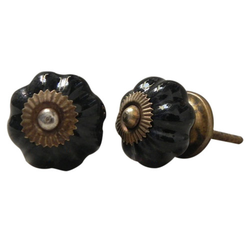 6 Pack Vintage Drawer Pull Knobs for Dresser|Pumpkin Solid Fancy Cabinet Pull|Shabby Chic Knobs Black|Single Cabinet Knobs Ceramic|Vintage Knobs for Dresser Drawer|Dresser Knobs for Nursery