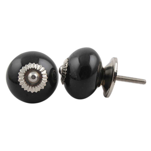 Indian Shelf 2 Pieces Unique Knobs for Cabinets and Drawers | Solid Farmhouse Drawer Knobs | Cute Dresser Knobs Black | Kitchen Knobs and Pulls Ceramic | Drawer Pulls | Cabinet Knobs