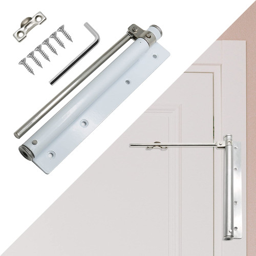 Rierdge Adjustable Spring Storm Door Closer, Automatic Door Closers Hinge, Heavy Duty Safety Spring Door Closer for Residential Commercial (White Color)