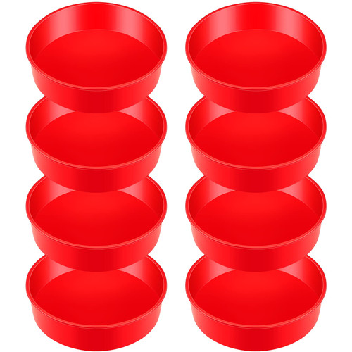Dandat 8 Pcs 6 inch Round Silicone Cake Pans, Nonstick Silicone Cake Molds for Baking, Silicone Round Cake Molds Red Cake Molds Kitchen Baking Tool for Cupcake, Layer Cake, Chiffon Cake, Cheese