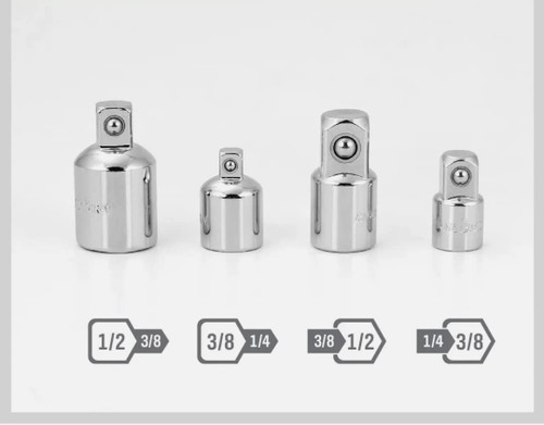 Xtreme 4-Piece Socket Adapter and Reducer Set - 1/4-Inch, 3/8-Inch, & 1/2-Inch Ratchet/Socket Set Extension/Conversion Kit - Premium Chrome Vanadium Steel