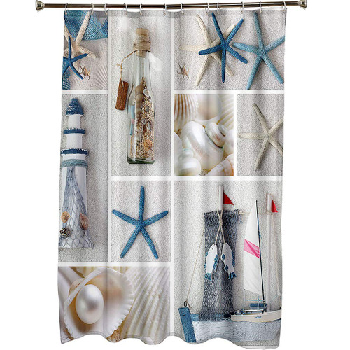 JHCHMX Bathroom Shower Curtain Blue, Standard Size Star Shower Curtain,Waterproof Colorful Shower Curtain with 12 Hooks(Blue,72" X 72")