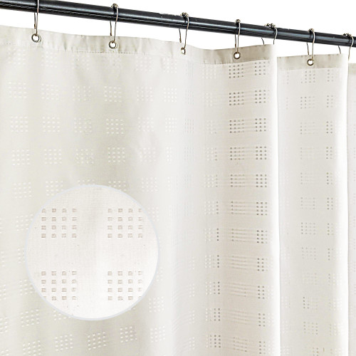SpaceDresser Jacquard Fabric Shower Curtain,Shower Curtain Liner,Hotel Quality Waffle Weave Bathroom Curtain with Grommets,72 x 72 Inches Long Waterproof Shower Curtains Ivory