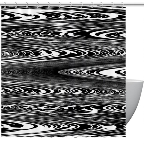 KQNZT Shower Curtains for Bathroom, Fabric Shower Curtain with Hooks, Stylish Modern Curtain, Bath Decor, Abstract Art Ripple Wave Black White KQNZT Shower Curtains for Bathroom, Fabric Shower Curtain with Hooks, Stylish Modern Curtain, Bath Decor, Abstract Art Ripple Wave Black White