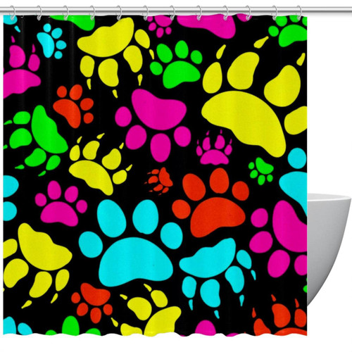 KQNZT Shower Curtains for Bathroom, Fabric Shower Curtain with Hooks, Stylish Modern Curtain, Bath Decor, Cartoon Colored Paws